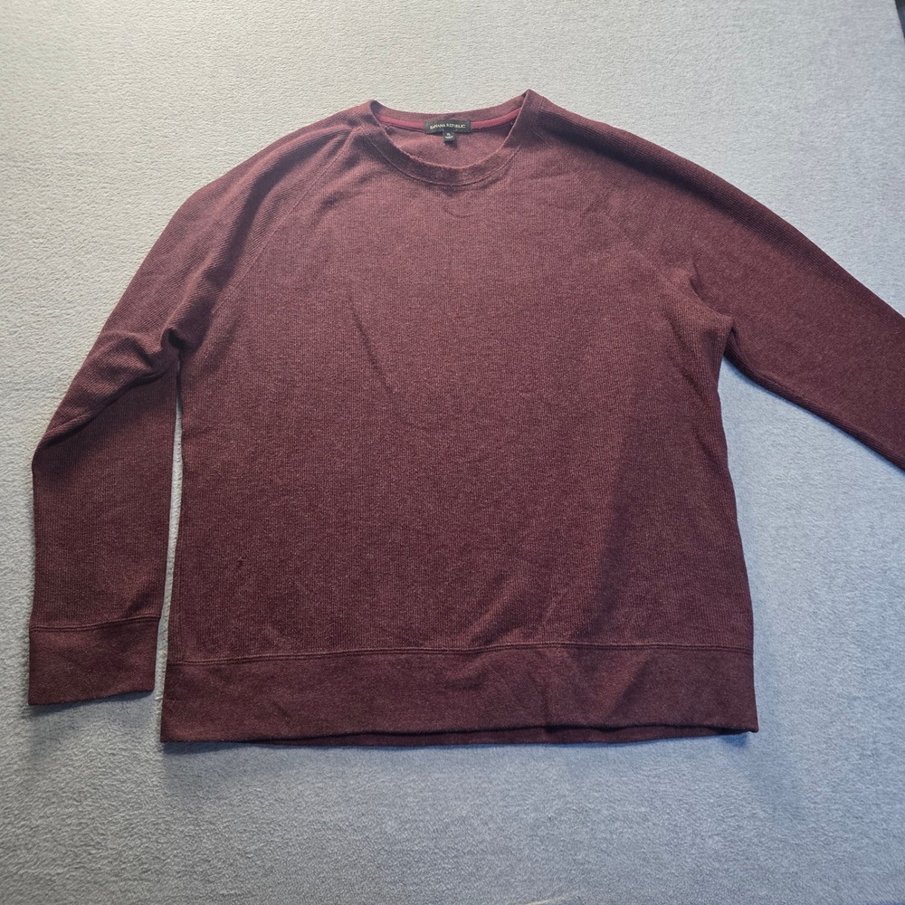 Banana Republic Sweater Mens XL Burgundy Maroon Crewneck Lightweight Pullover